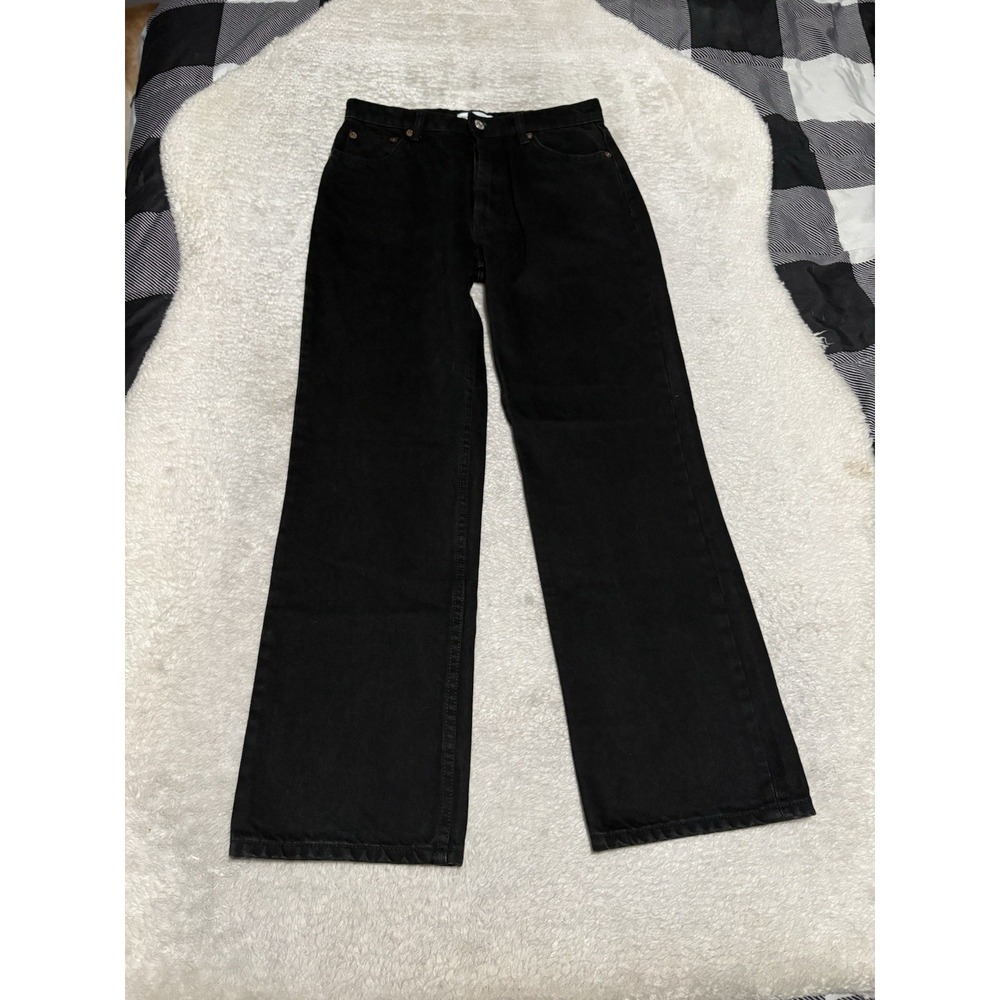 Zara Womens Black High Waist Straight Jeans Size 6 Button Fly Pants